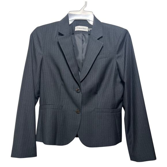 Calvin Klein Dark Navy Blazer Jacket Womens Sz 10 SFJS1706 - Excellent Condition - Picture 1 of 9